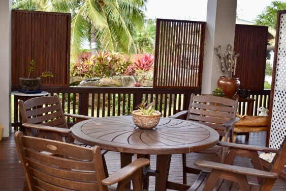 closer view of large front covered verandah at Aito
